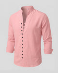 Maqiato | Men's Linen-Blend Shirt – Band Collar