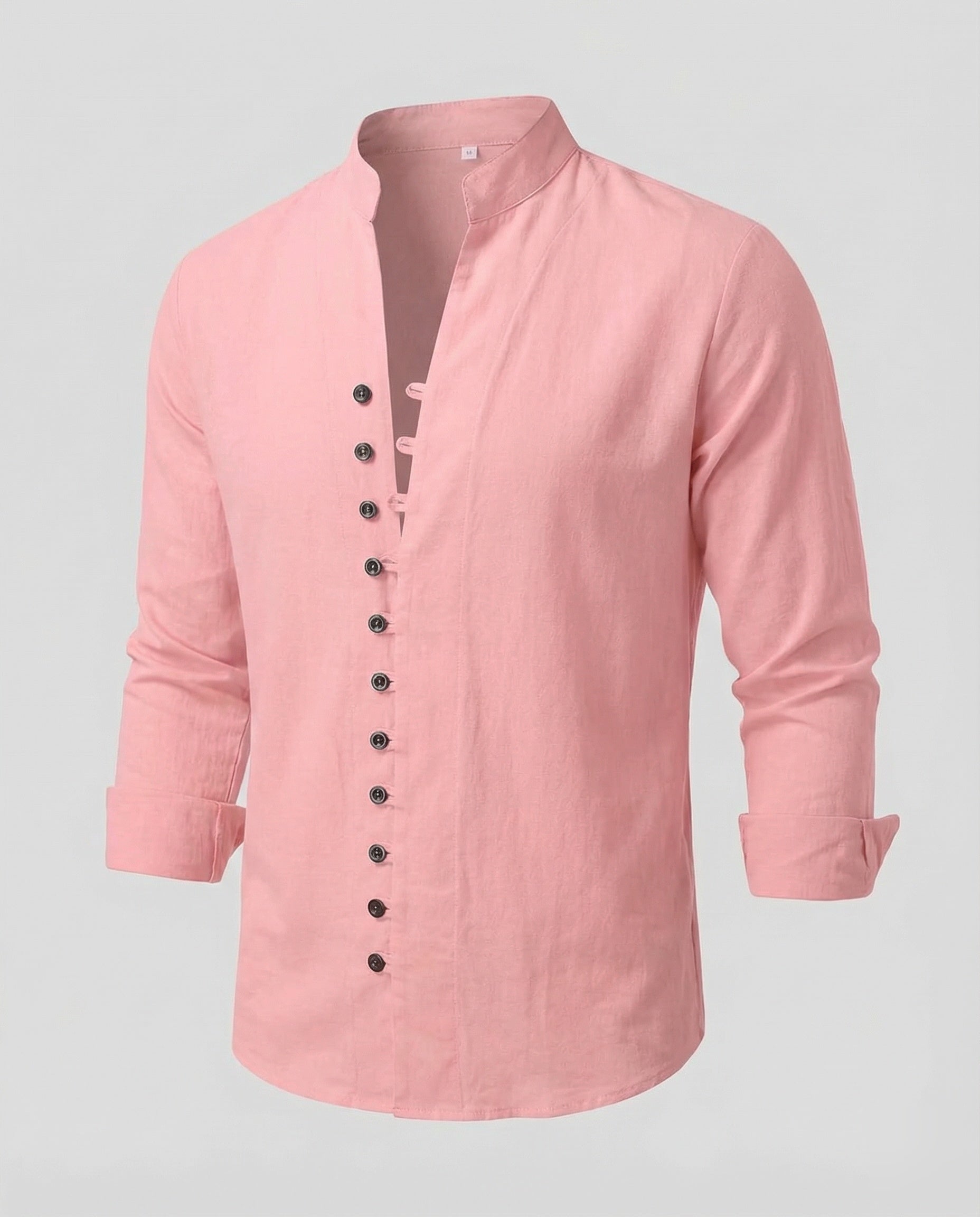Maqiato | Men's Linen-Blend Shirt – Band Collar