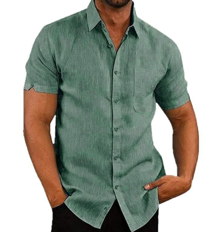 Maqiato | Men's Linen Blend Short Sleeve Shirt