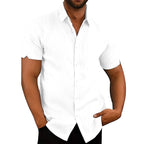 Maqiato | Men's Linen Blend Short Sleeve Shirt