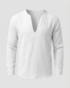 Maqiato | Men's Linen-Blend Tunic Shirt – V-Neck
