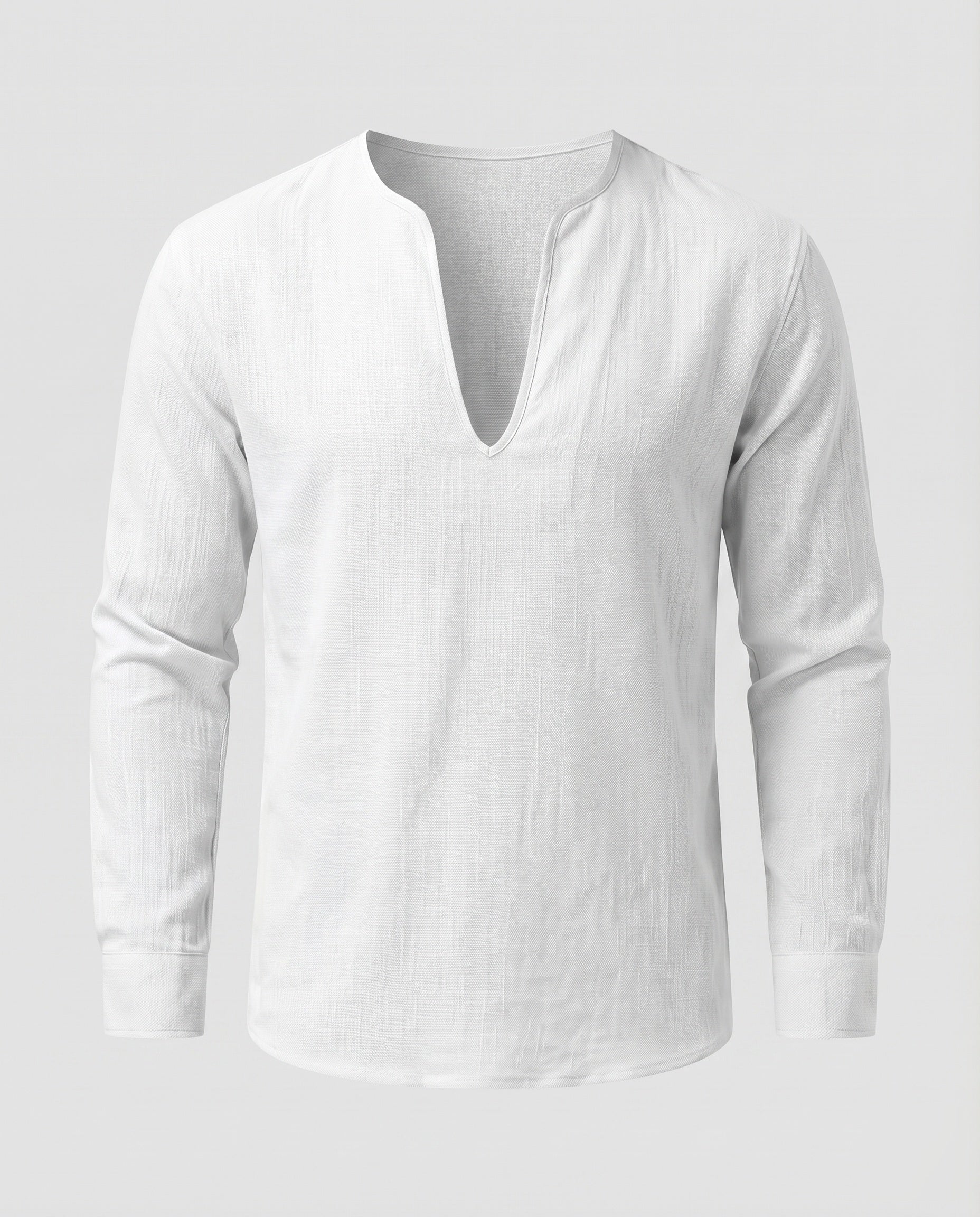 Maqiato | Men's Linen-Blend Tunic Shirt – V-Neck