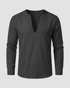 Maqiato | Men's Linen-Blend Tunic Shirt – V-Neck