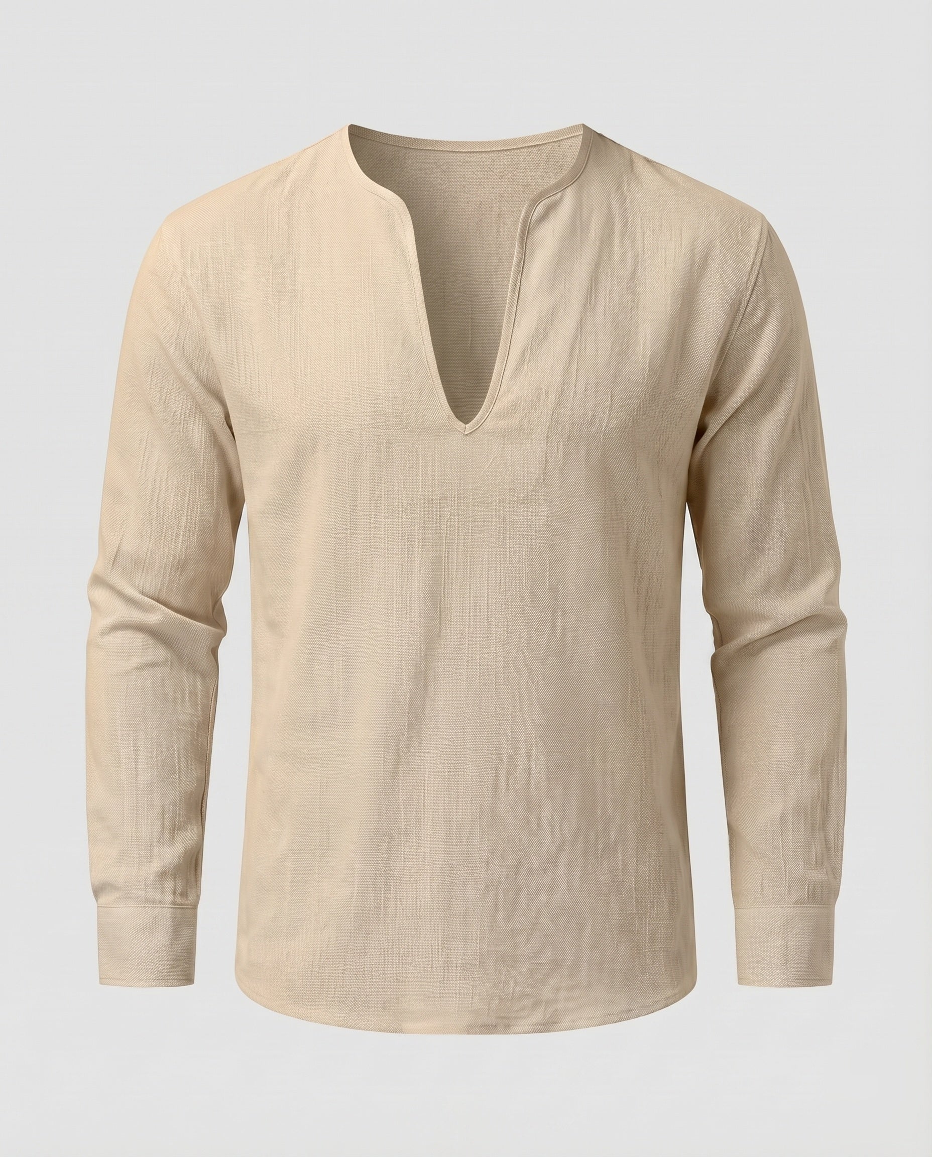Maqiato | Men's Linen-Blend Tunic Shirt – V-Neck