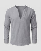Maqiato | Men's Linen-Blend Tunic Shirt – V-Neck