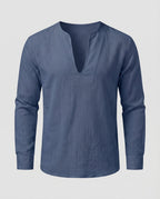 Maqiato | Men's Linen-Blend Tunic Shirt – V-Neck