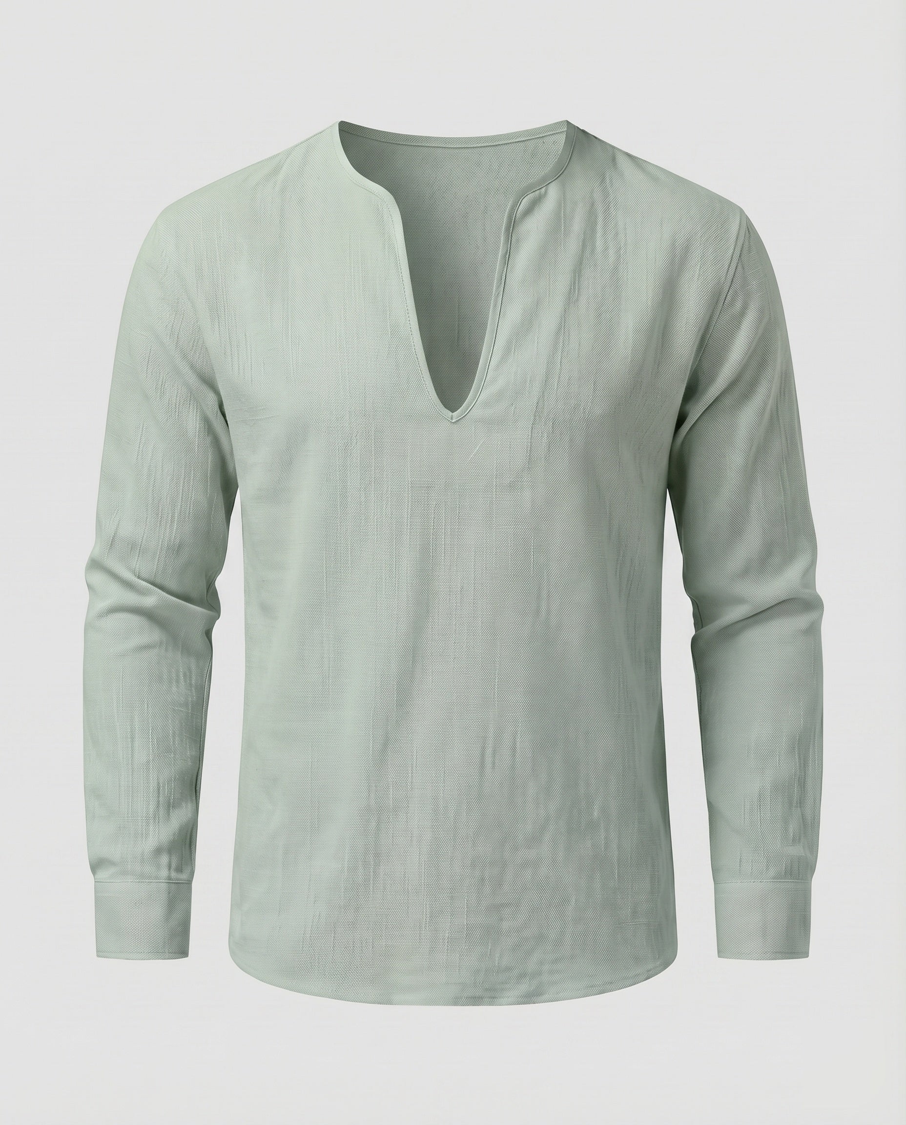 Maqiato | Men's Linen-Blend Tunic Shirt – V-Neck