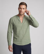Maqiato | Men's Linen-Blend Tunic Shirt – V-Neck