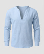 Maqiato | Men's Linen-Blend Tunic Shirt – V-Neck