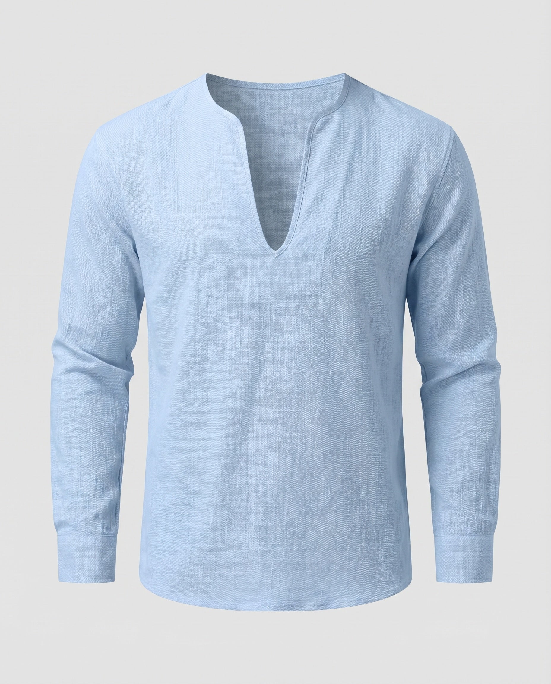 Maqiato | Men's Linen-Blend Tunic Shirt – V-Neck