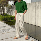 Maqiato | Men's Linen Drawstring Pants in Beige