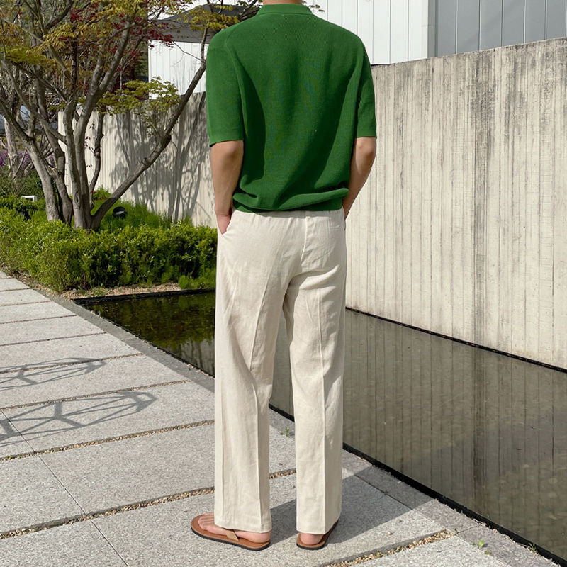 Maqiato | Men's Linen Drawstring Pants in Beige