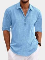 Maqiato | Men's Linen Open Collar Shirt