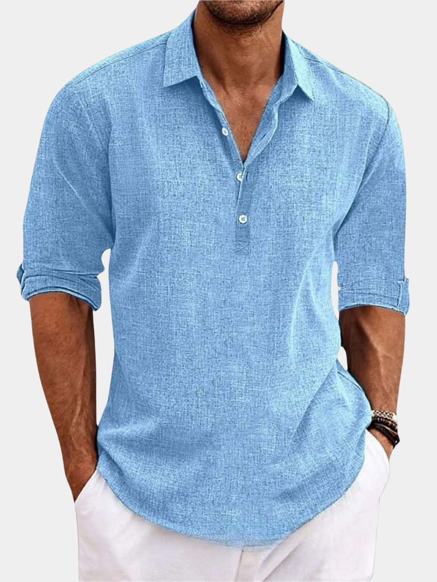 Maqiato | Men's Linen Open Collar Shirt