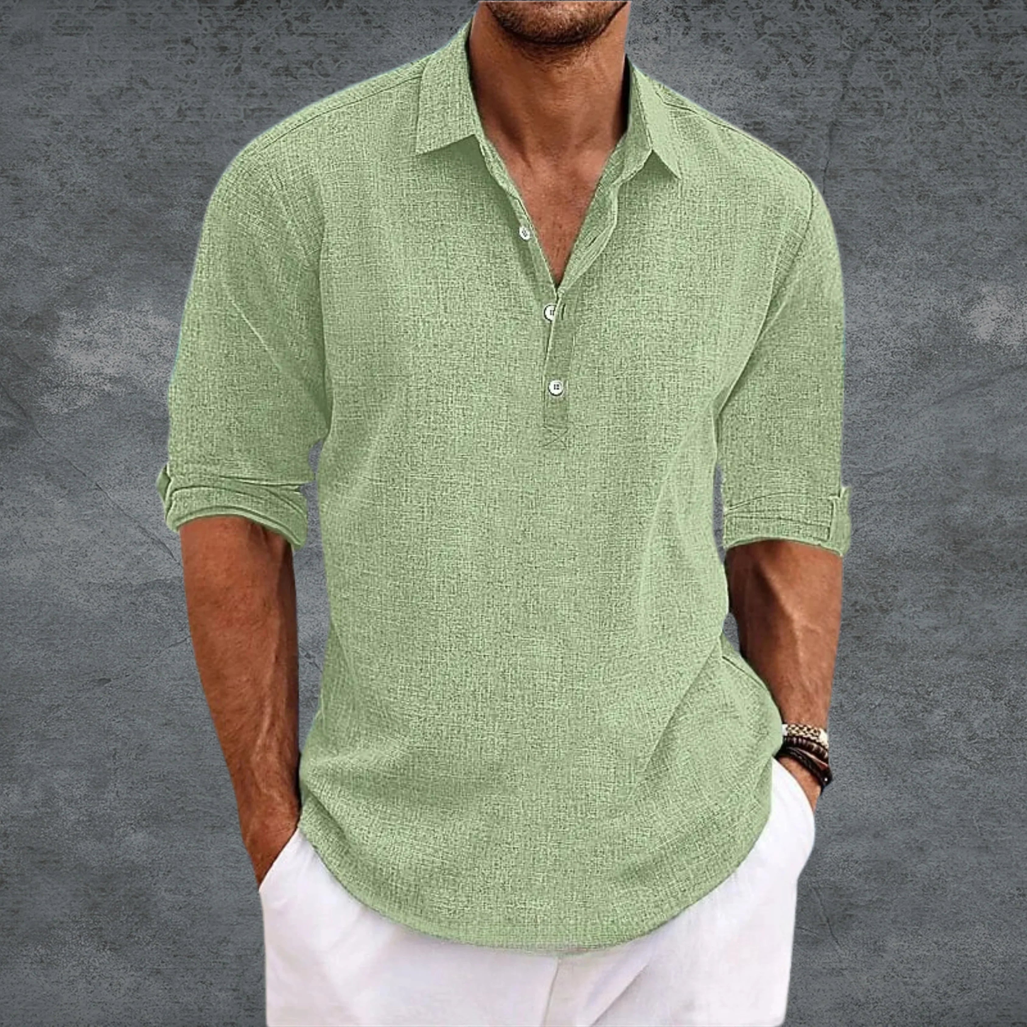 Maqiato | Men's Linen Open Collar Shirt