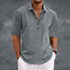 Maqiato | Men's Linen Open Collar Shirt
