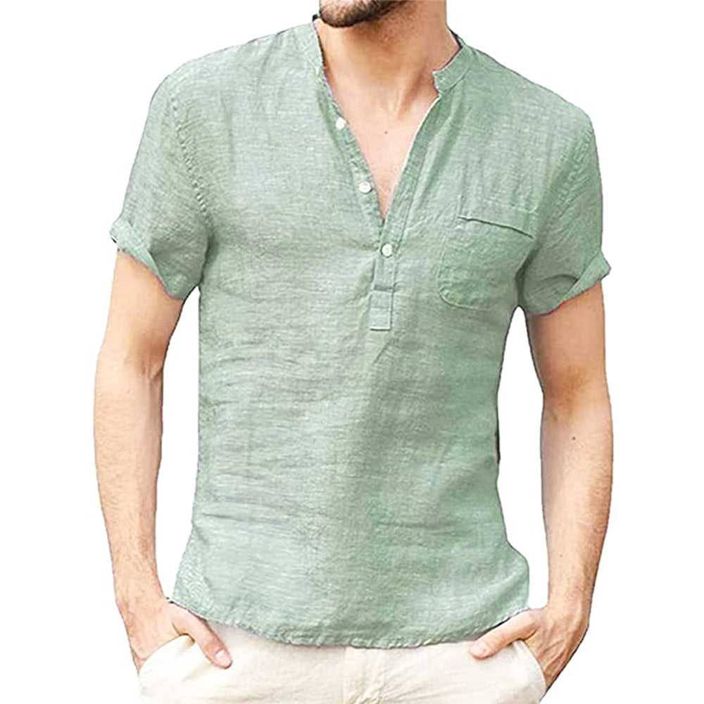 Maqiato | Men's Linen V-Neck Shirt