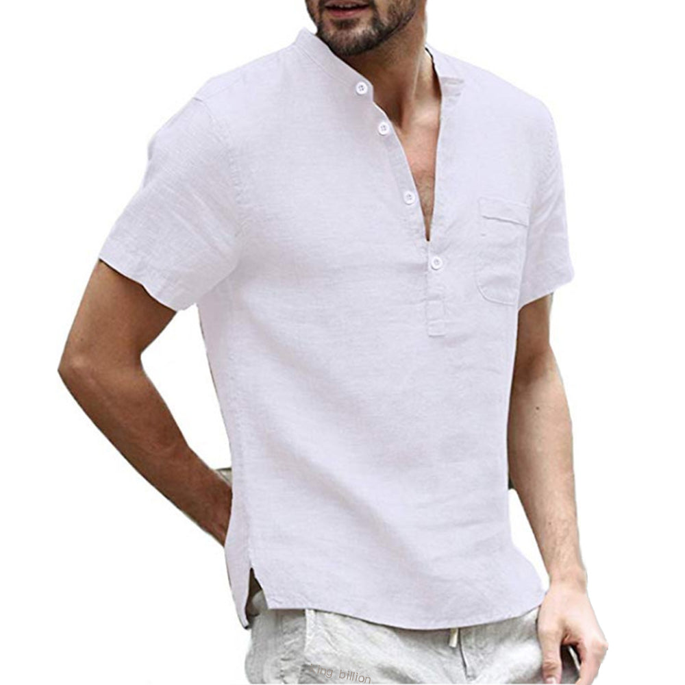 Maqiato | Men's Linen V-Neck Shirt