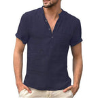 Maqiato | Men's Linen V-Neck Shirt