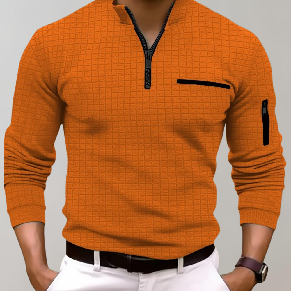 Maqiato | Men's Long Sleeve Cotton Polo