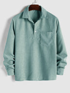 Maqiato | Men's Long Sleeve Half-Button Shirt