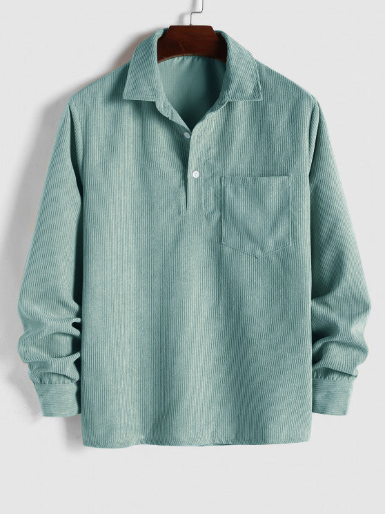 Maqiato | Men's Long Sleeve Half-Button Shirt