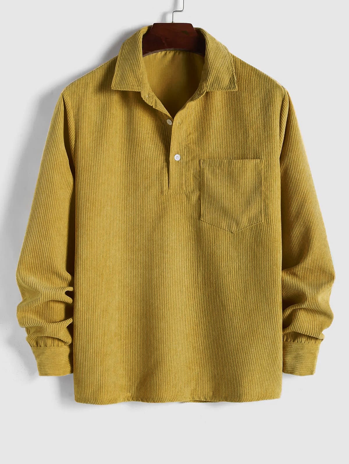 Maqiato | Men's Long Sleeve Half-Button Shirt
