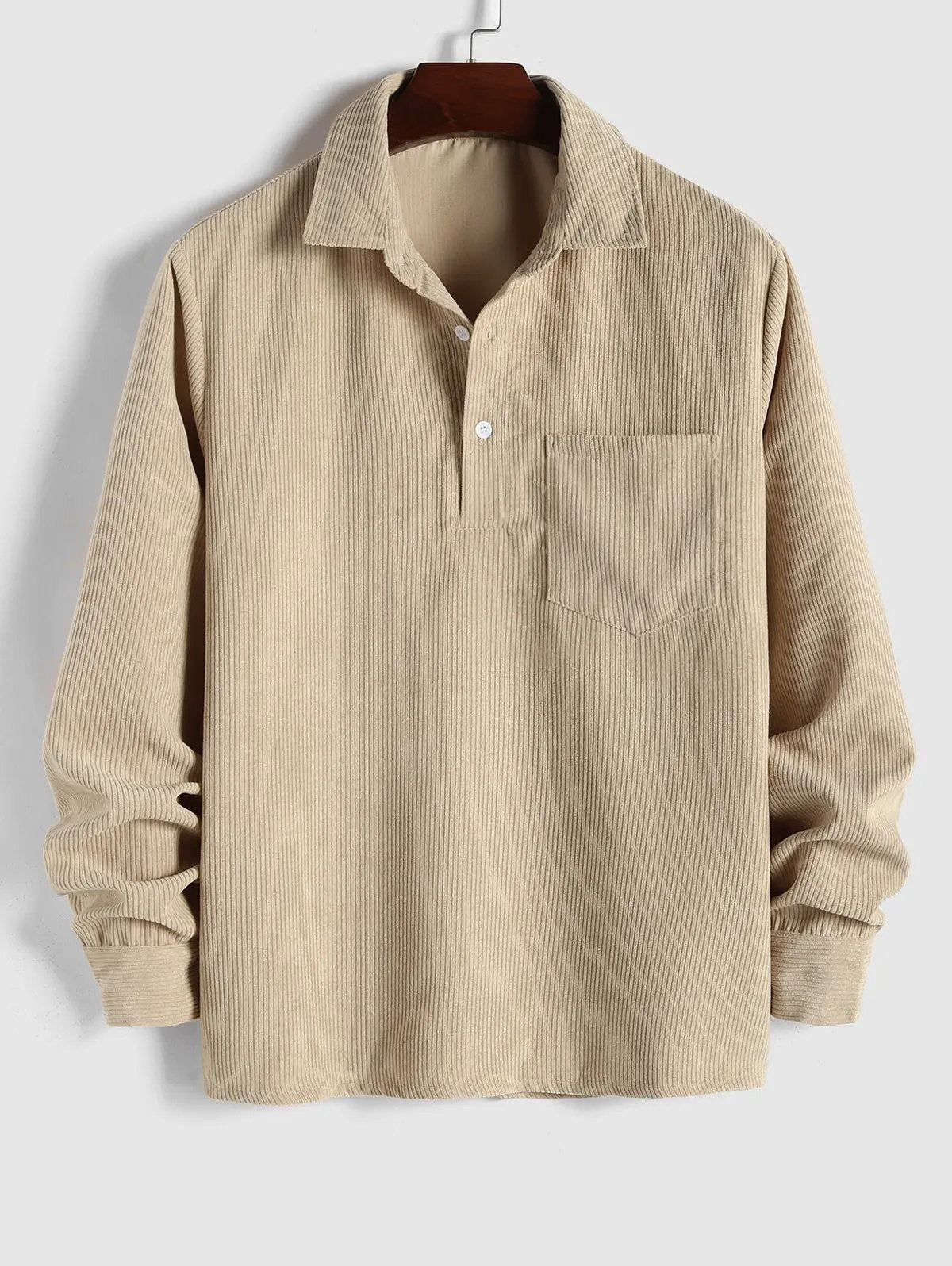 Maqiato | Men's Long Sleeve Half-Button Shirt