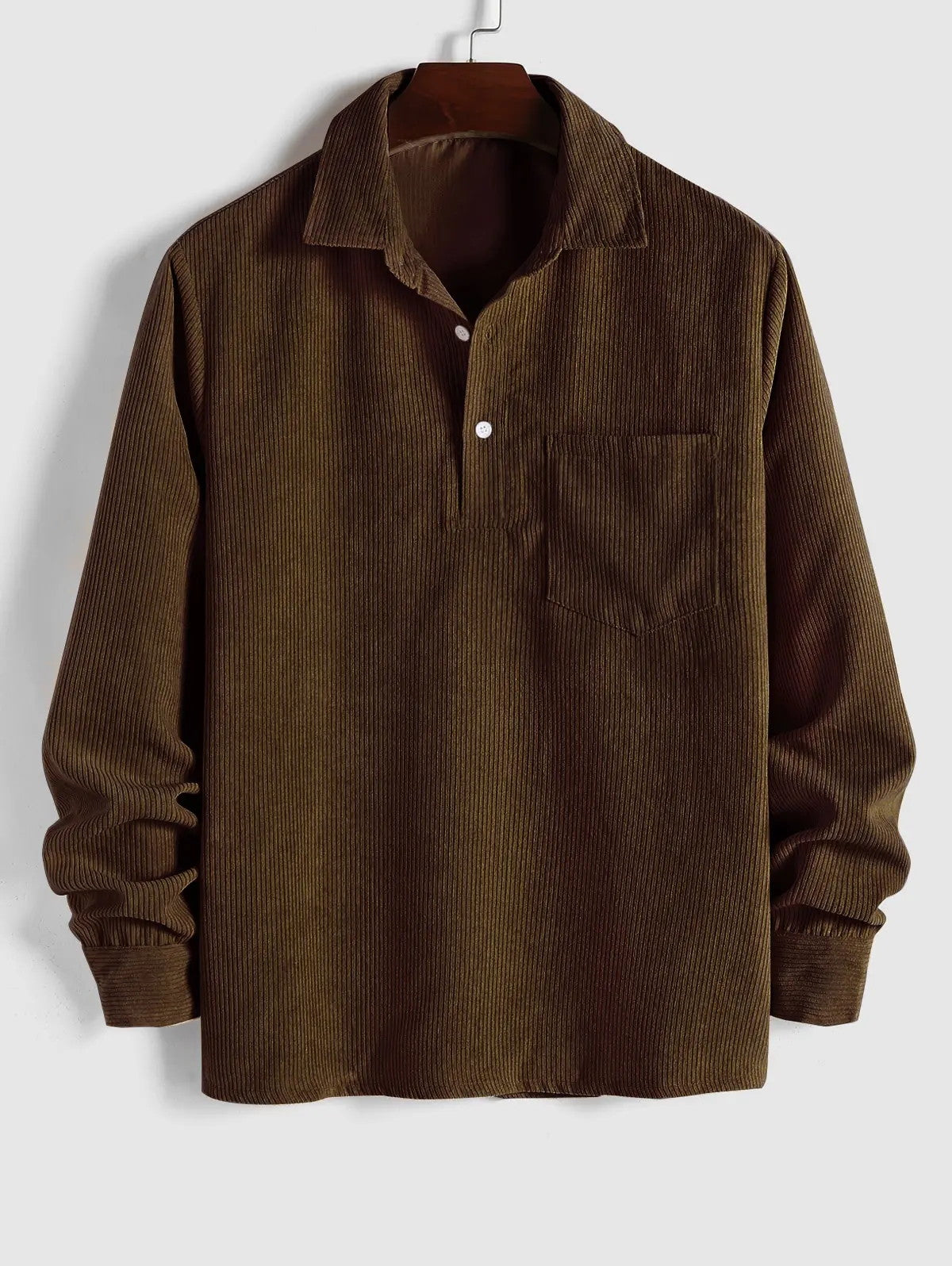 Maqiato | Men's Long Sleeve Half-Button Shirt