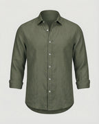 Maqiato | Men's Long-Sleeve Linen-Blend Shirt – Band Collar