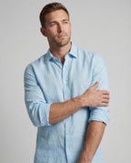 Maqiato | Men's Long-Sleeve Linen-Blend Shirt – Band Collar