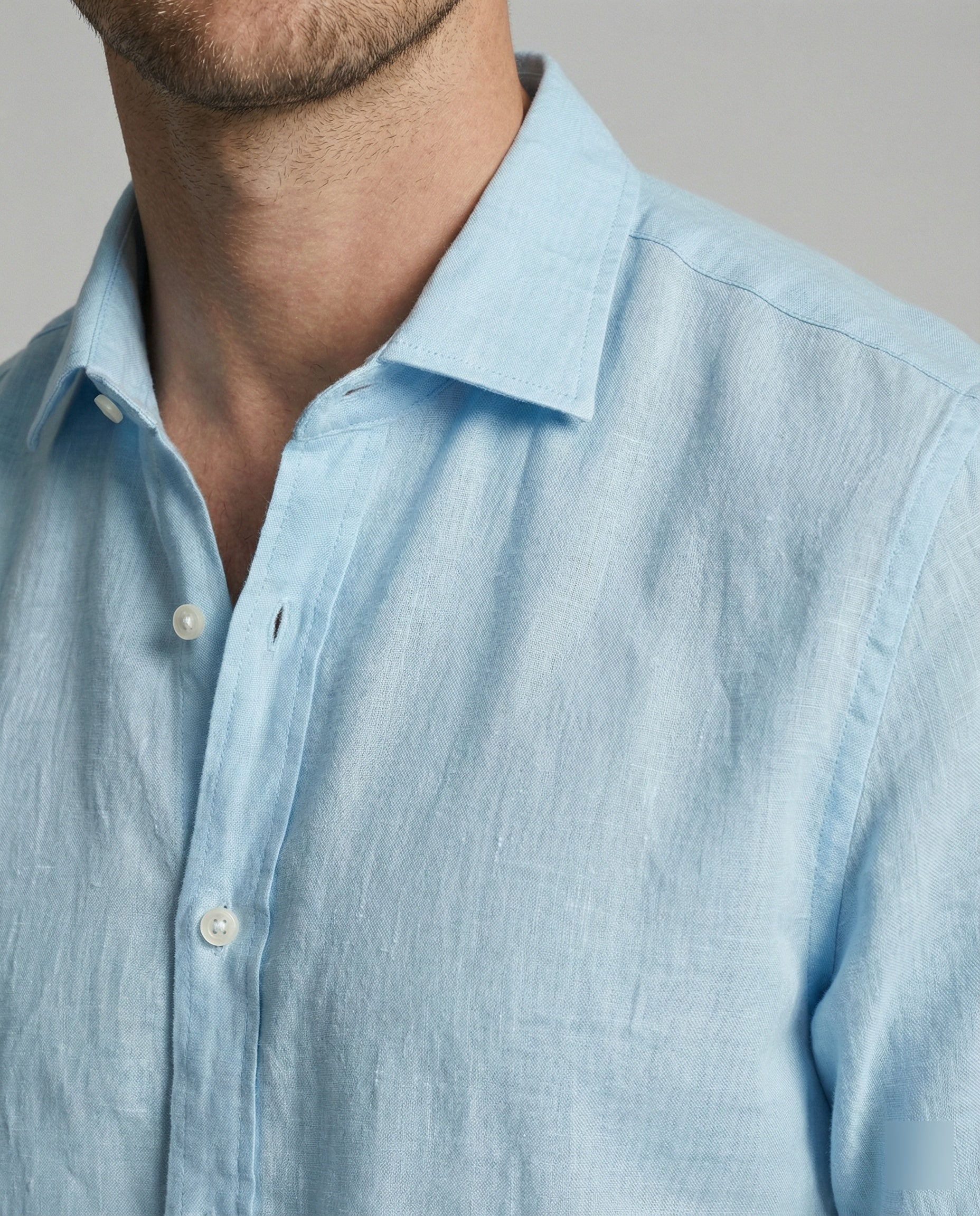 Maqiato | Men's Long-Sleeve Linen-Blend Shirt – Band Collar