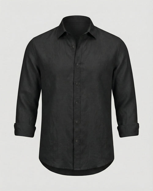 Maqiato | Men's Long-Sleeve Linen-Blend Shirt – Band Collar