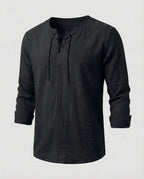 Maqiato | Men's Oversized Linen Shirt – Lace-Up