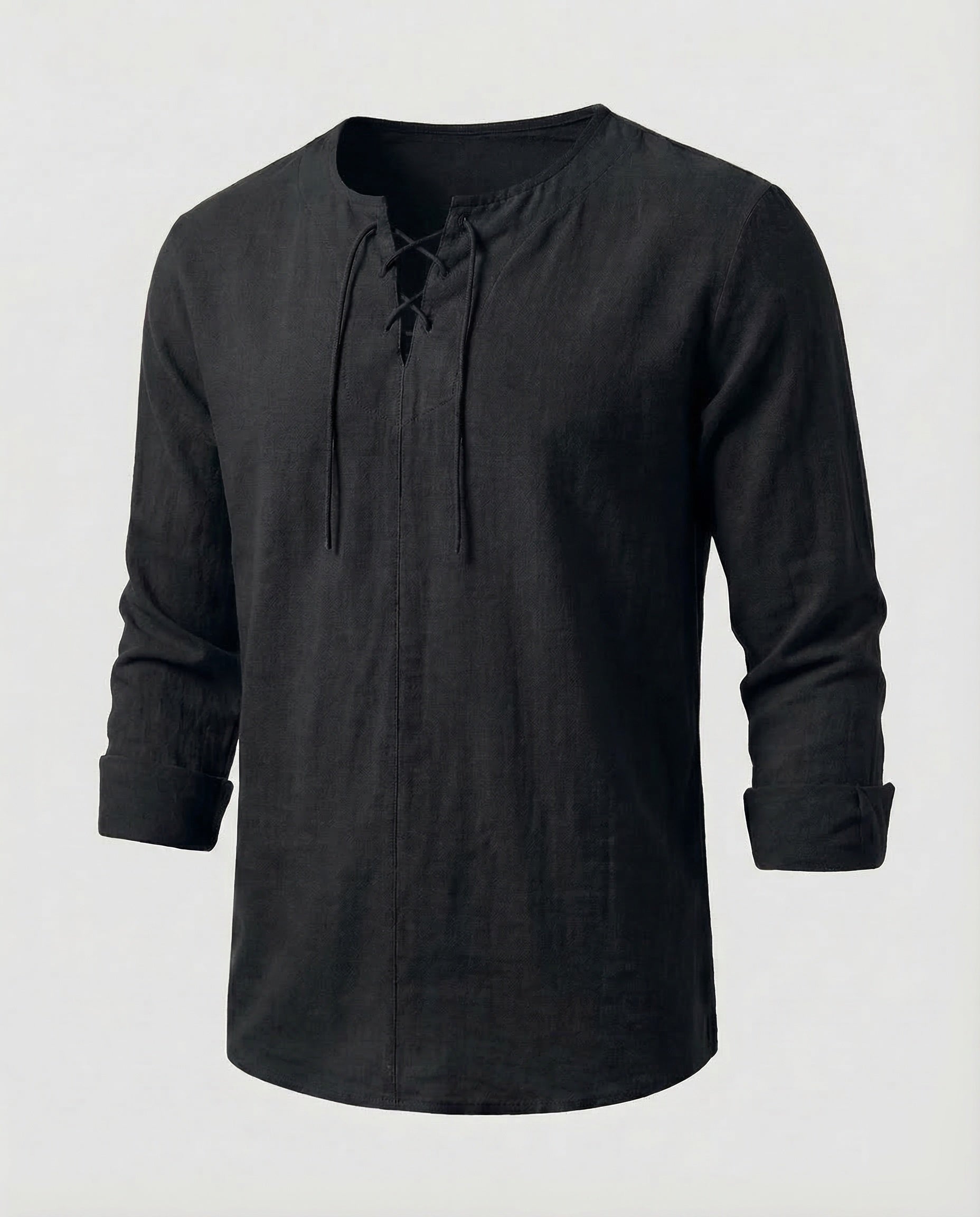 Maqiato | Men's Oversized Linen Shirt – Lace-Up