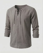 Maqiato | Men's Oversized Linen Shirt – Lace-Up