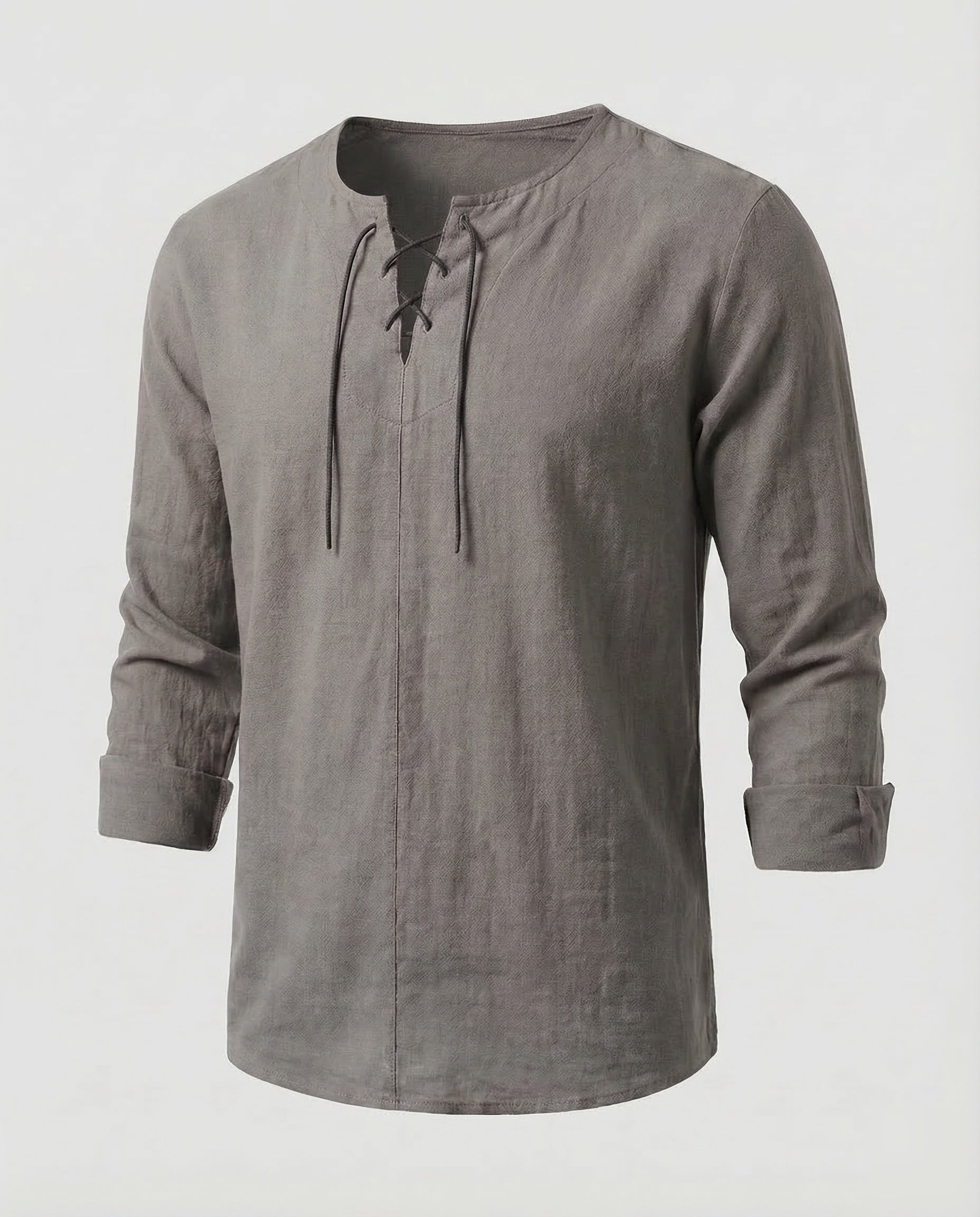 Maqiato | Men's Oversized Linen Shirt – Lace-Up