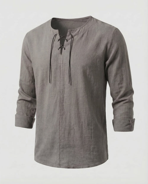 Maqiato | Men's Oversized Linen Shirt – Lace-Up