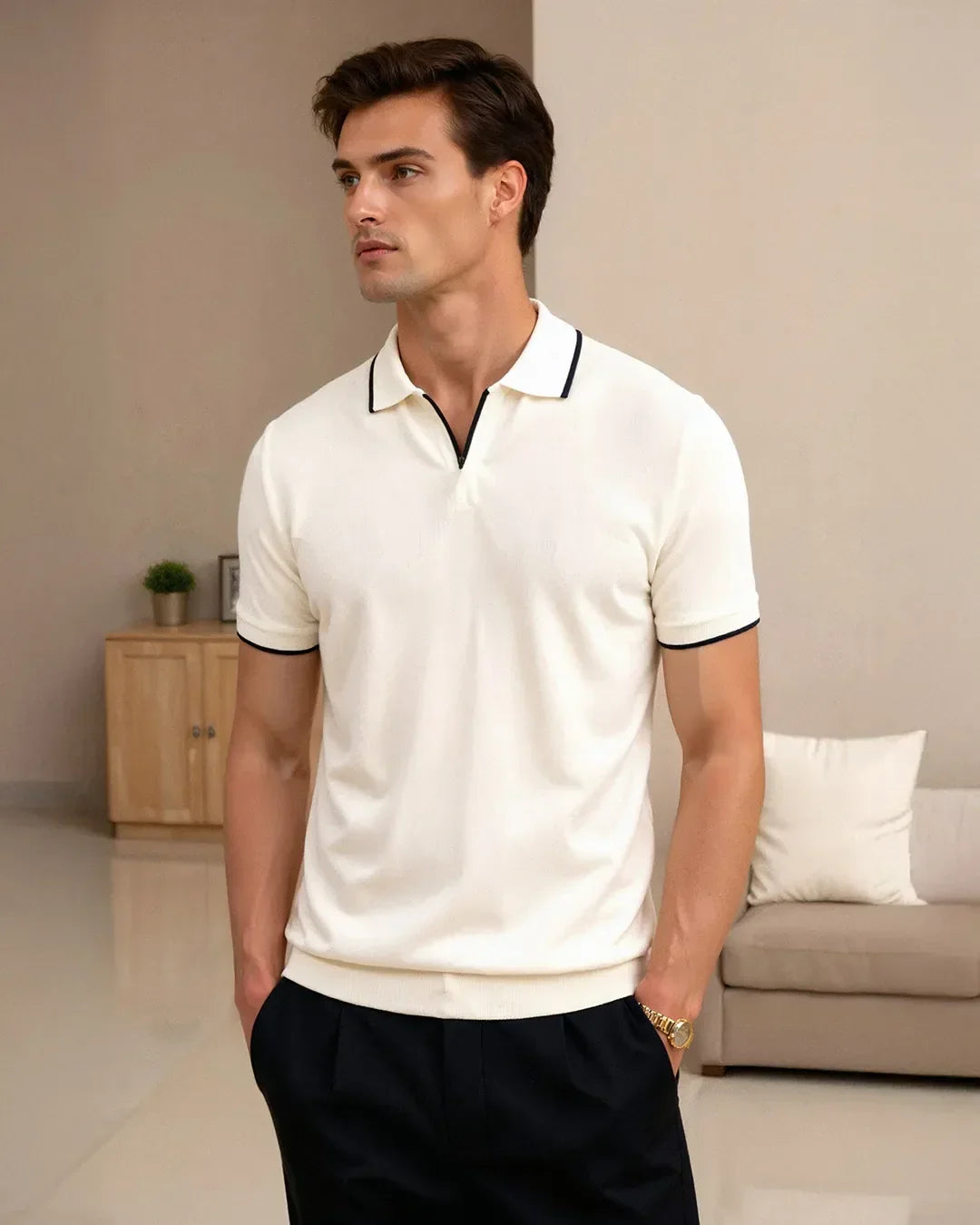 Maqiato | Men's Piqué Polo Shirt with Contrast Trim