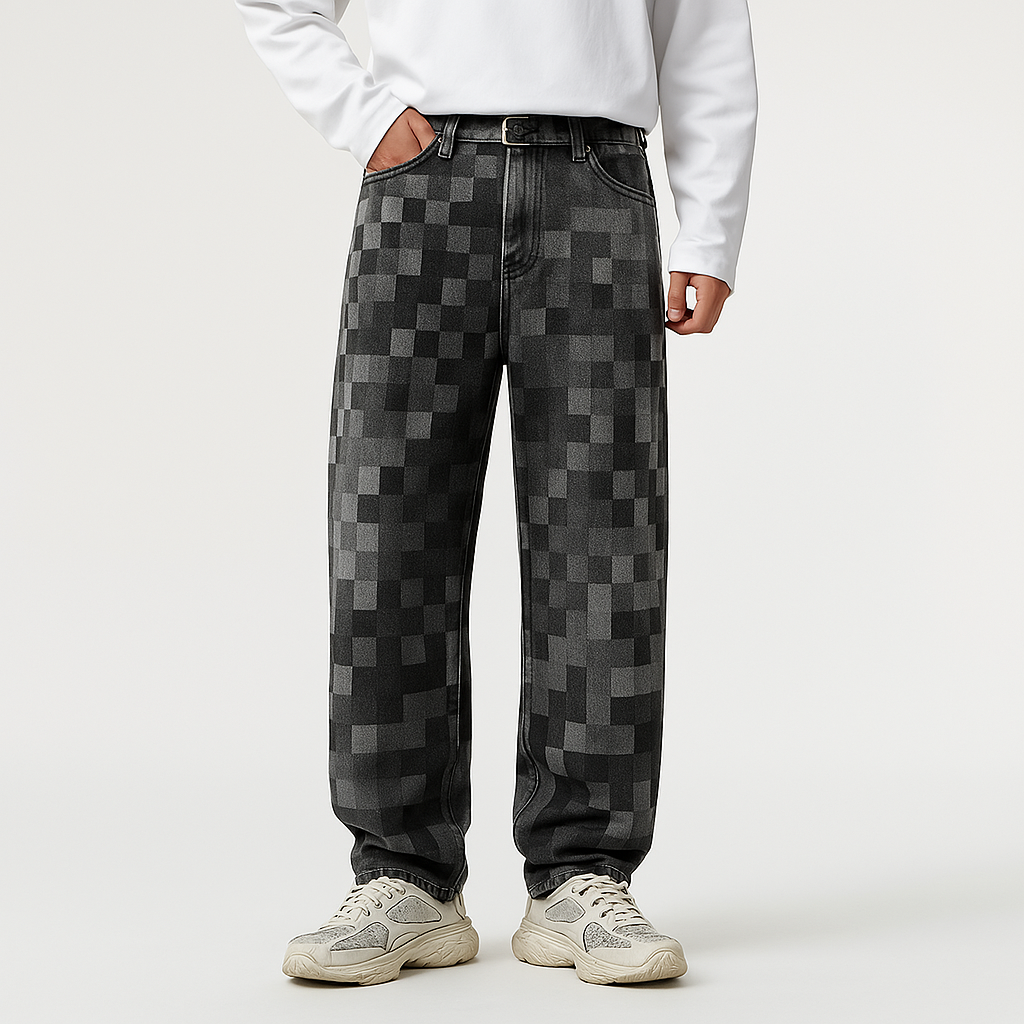 Maqiato | Men's Pixel Effect Denim Jeans