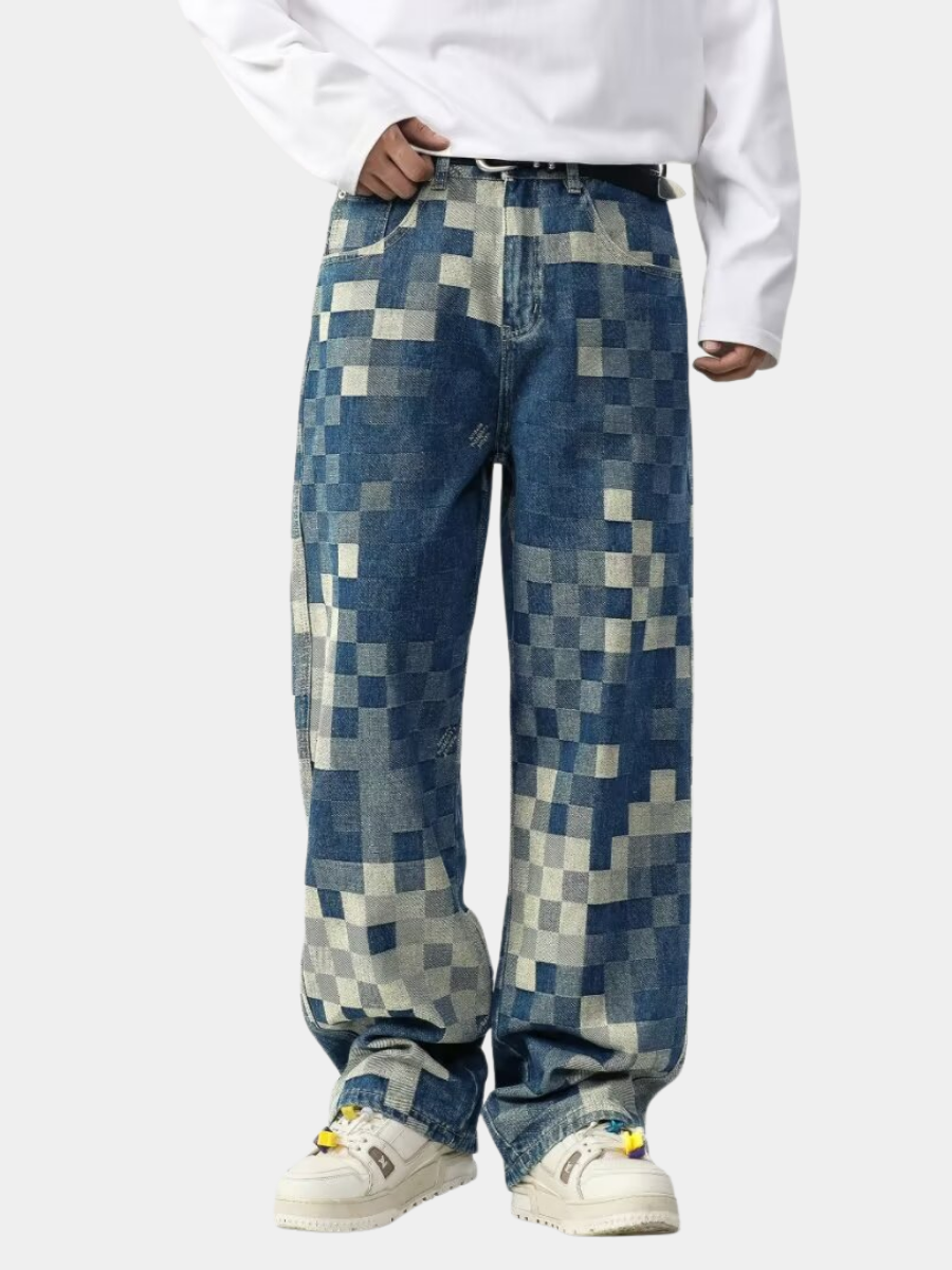 Maqiato | Men's Pixel Effect Denim Jeans