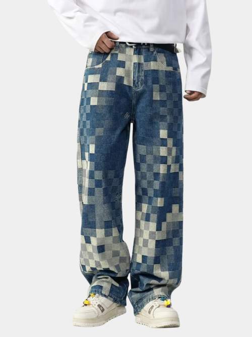 Maqiato | Men's Pixel Effect Denim Jeans