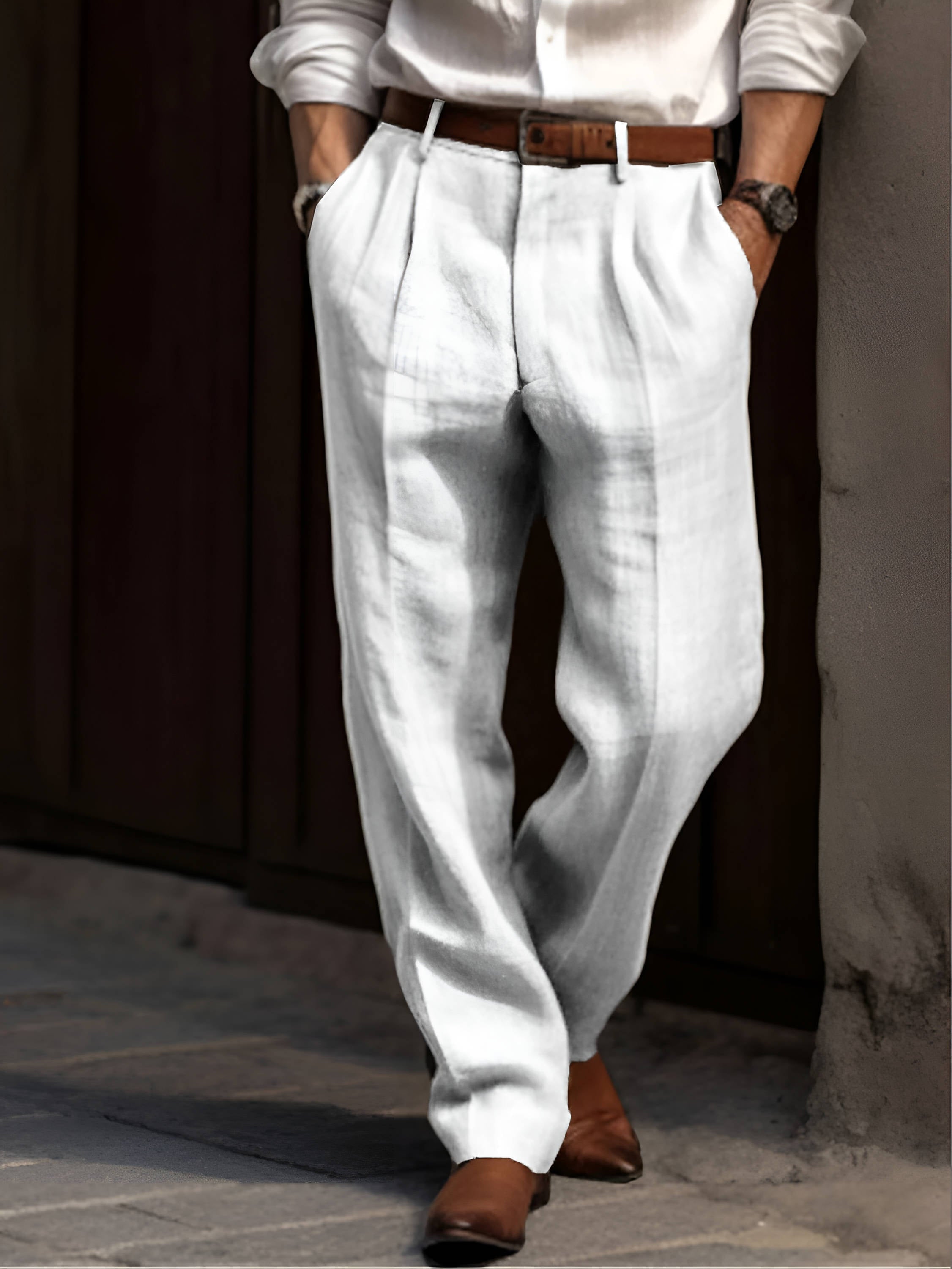 Maqiato | Men's Pleated Linen Trousers