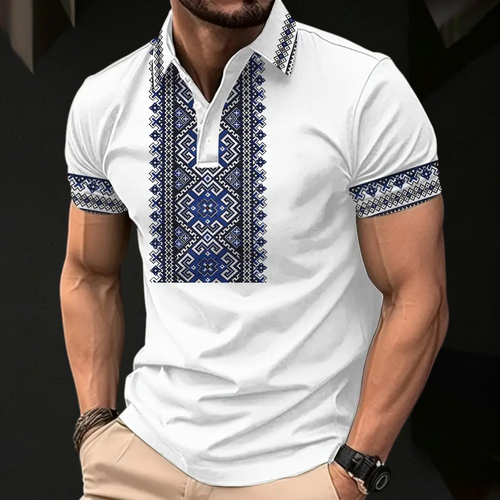 Maqiato | Men's Printed Short Sleeve Polo Shirt