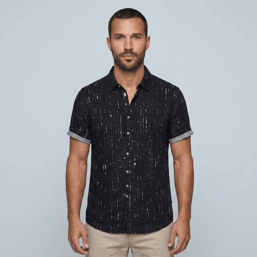 Maqiato | Men's Regular Fit Printed Henley Shirt