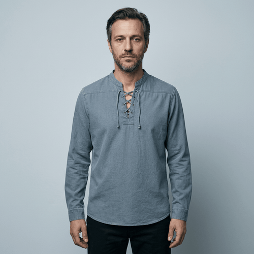 Maqiato | Men's Relaxed Lace-Up Shirt