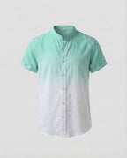 Maqiato | Men's Short-Sleeve Linen-Blend Shirt – Band Collar