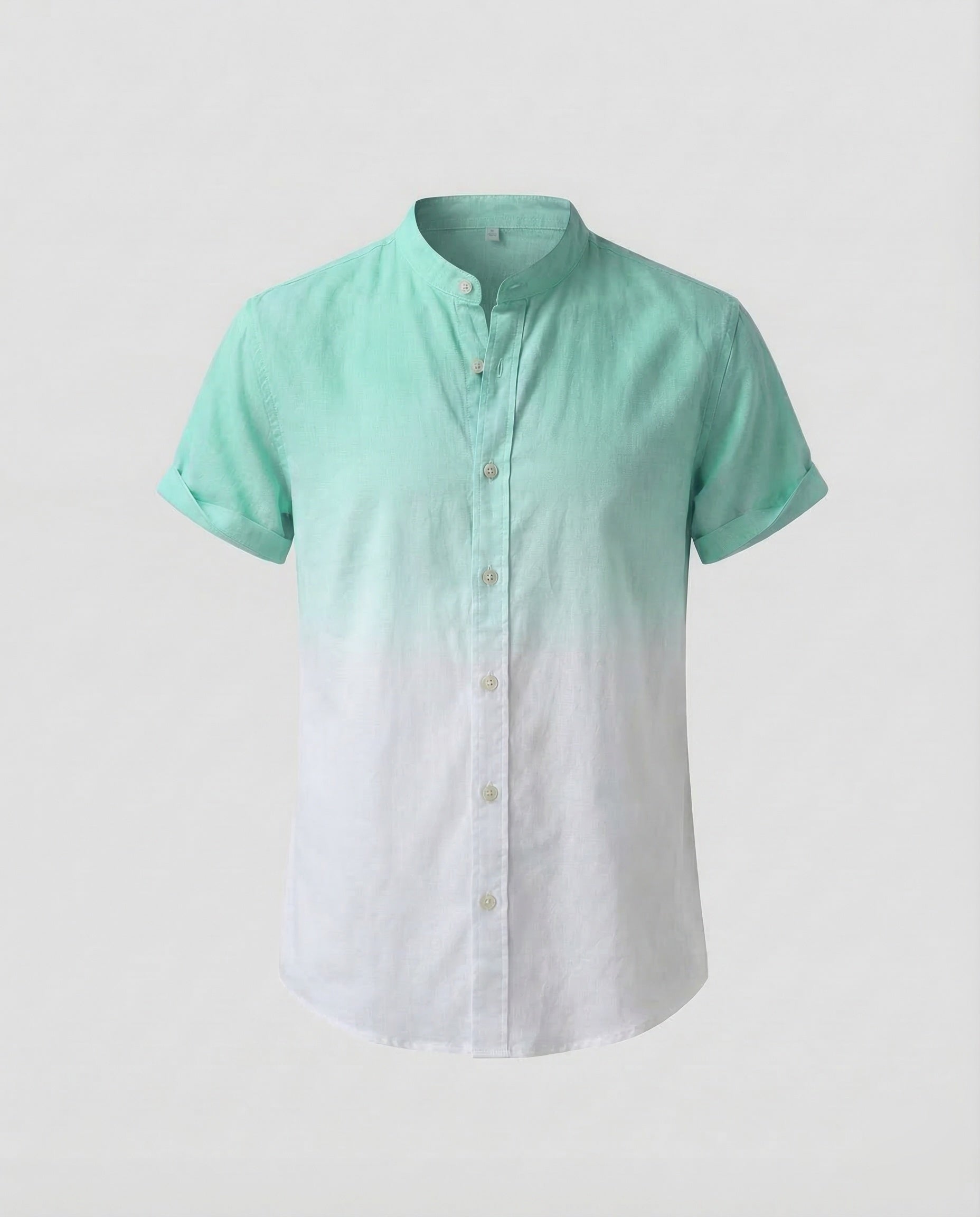 Maqiato | Men's Short-Sleeve Linen-Blend Shirt – Band Collar