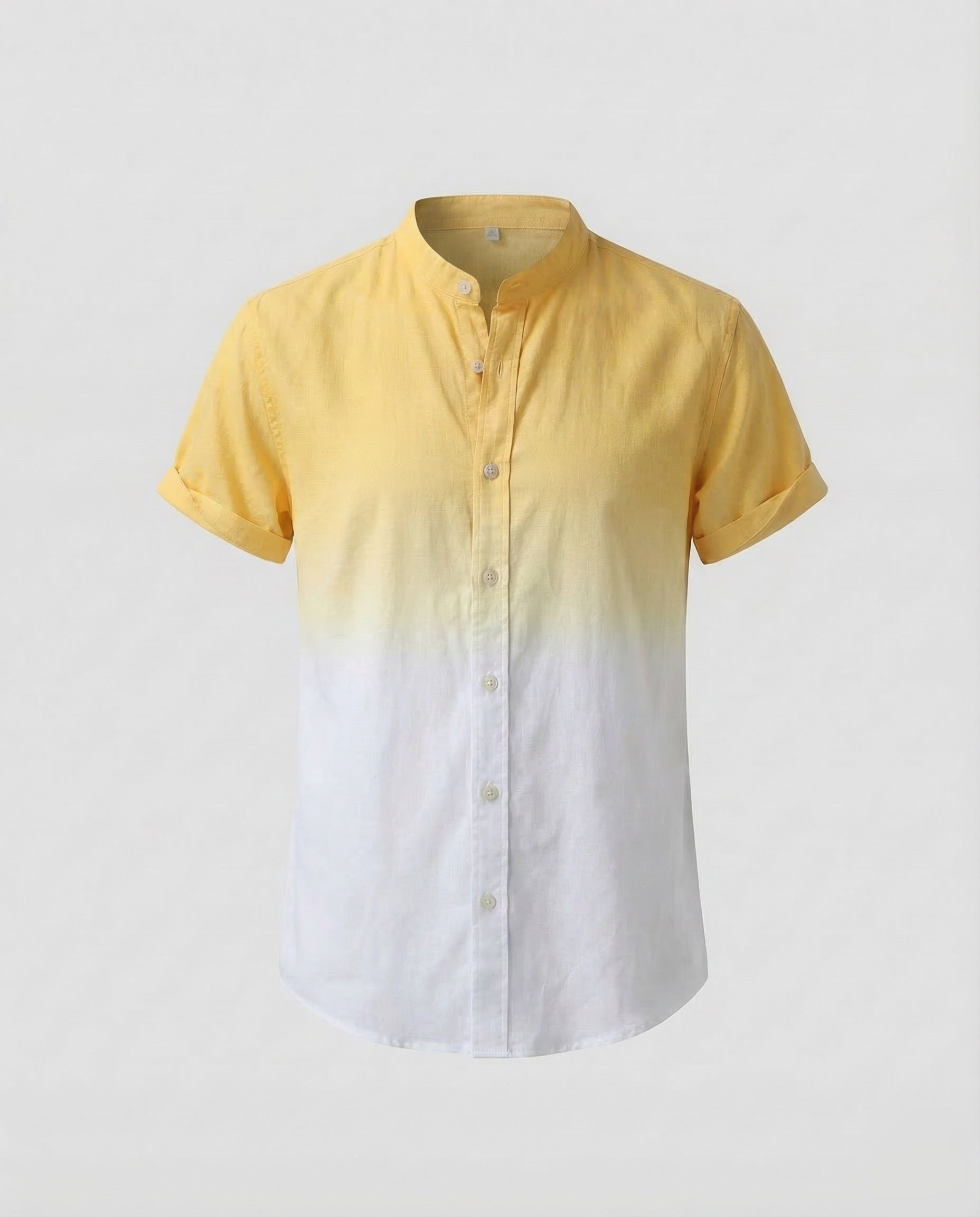 Maqiato | Men's Short-Sleeve Linen-Blend Shirt – Band Collar