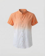 Maqiato | Men's Short-Sleeve Linen-Blend Shirt – Band Collar